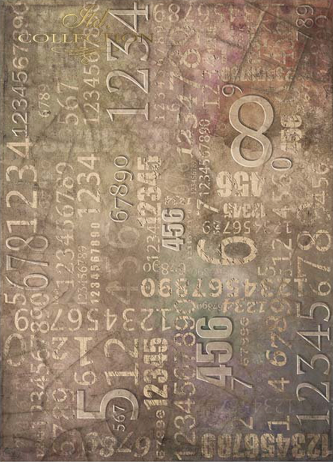 A4 Numbered Grunge Background  Decoupage Paper R1115