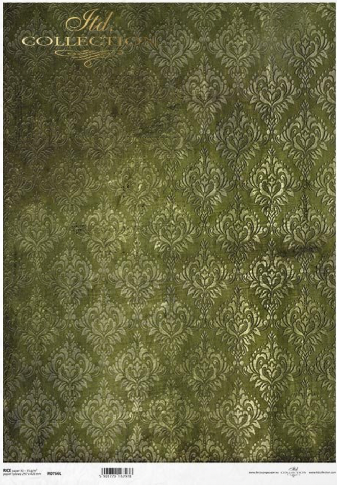 A3 ITD Forest Green Tapestry Background Decoupage Paper R0766L