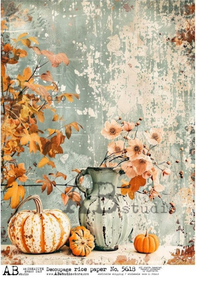 A4 Rustic Pumpkin Background AB Studios 5618