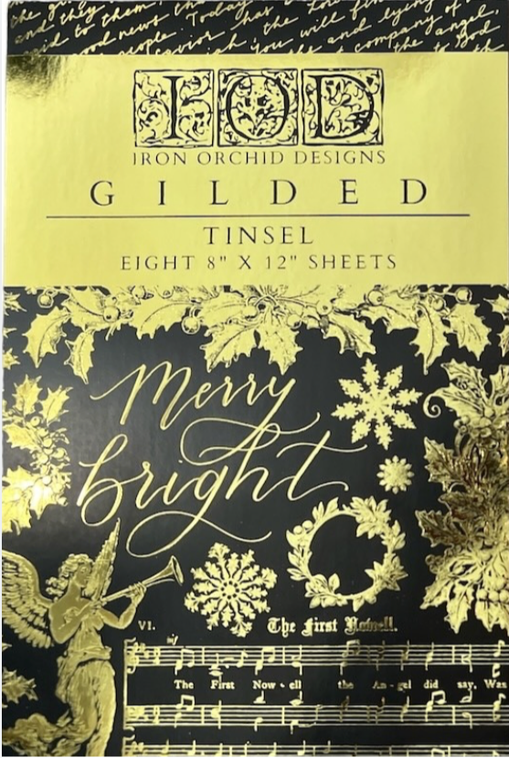 IOD LIMITED EDITION GILDED GOLD FOIL Transfer TINSEL,  Rub on Transfer 8" x12" Pad