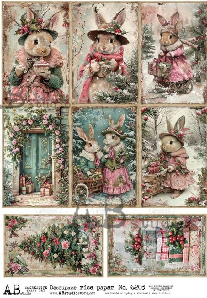 A4  Christmas Bunny Scenes AB Studios 6203