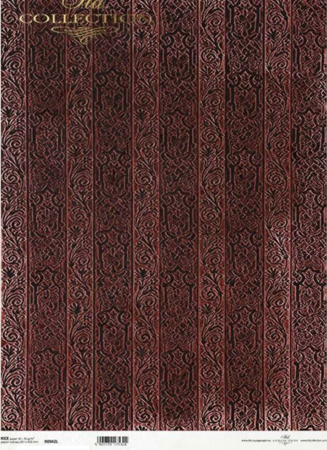 A3 ITD Burgundy Stripes Background Decoupage Paper R0942L