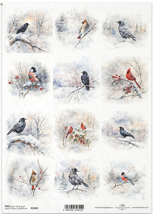 A4 Wonderful Winter Bird Multi From ITD Collection R2490