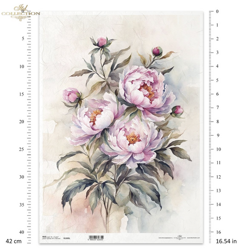 A3 ITD Large Pink Flower Decoupage Paper R1302L