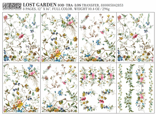 Lost Garden  , Rub on Transfer 12" x16" Pad, 8 pages