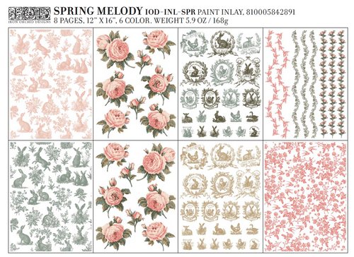 IOD Spring Melody, Paint Inlays 12" x16" Pad, 8 pages.