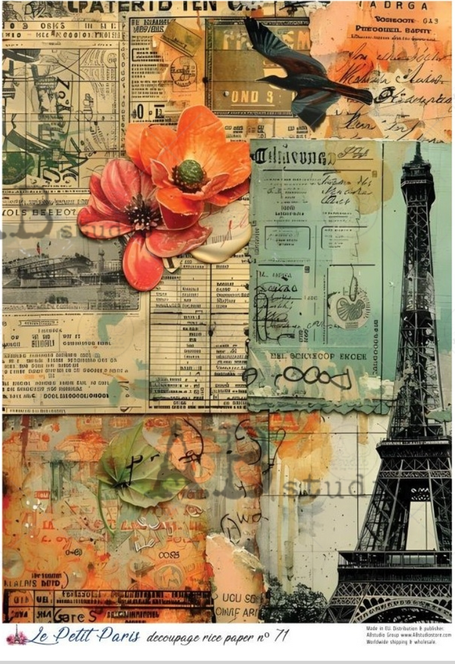 A4 LPP Parisian Tower Collage Rice Paper Le Petit Paris 71