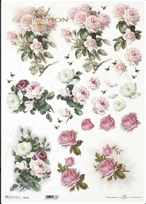 A3 ITD Vintage Roses Decoupage Paper R1119L