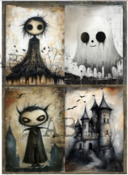 A4 Gothic Shadows Quartet Rice Paper AB Studios Milky 855