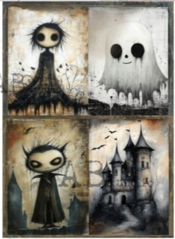 A4 Gothic Shadows Quartet Rice Paper AB Studios Milky 855