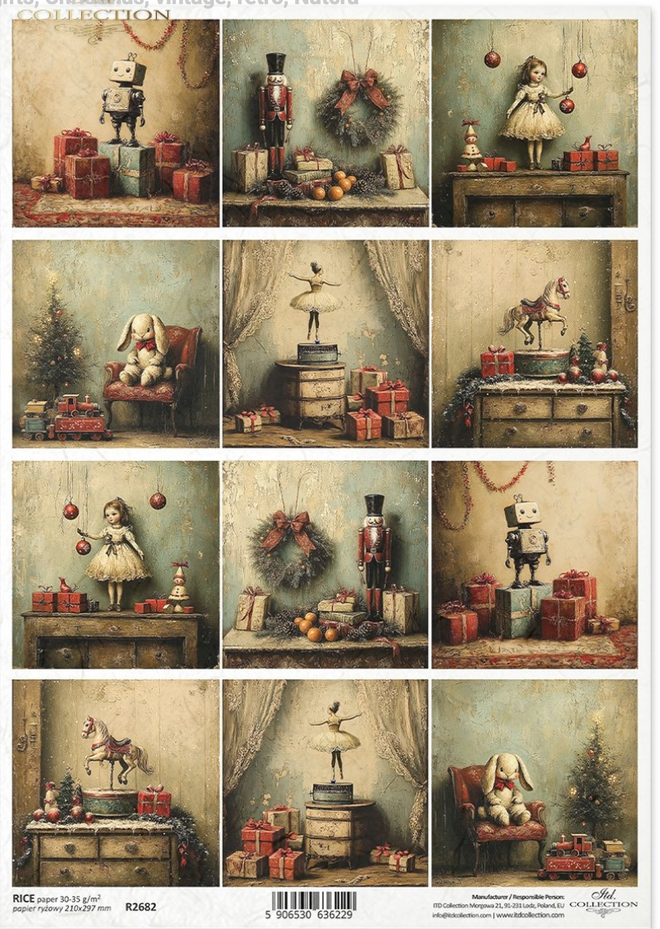 ITD  A4 Christmas Toys from My Youth Multi Rice Paper  R2682