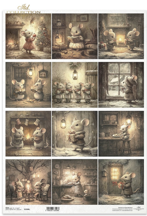 A3 ITD Christmas Mouse Collection Decoupage Paper R1506L