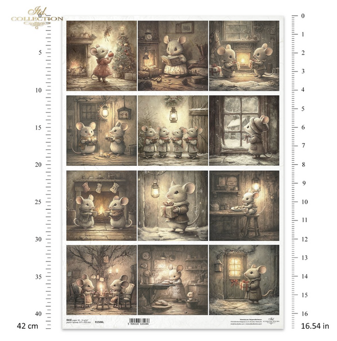 A3 ITD Christmas Mouse Collection Decoupage Paper R1506L