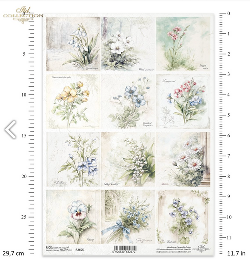 ITD  A4 Spring Wildflower Multi Rice Paper  R2605