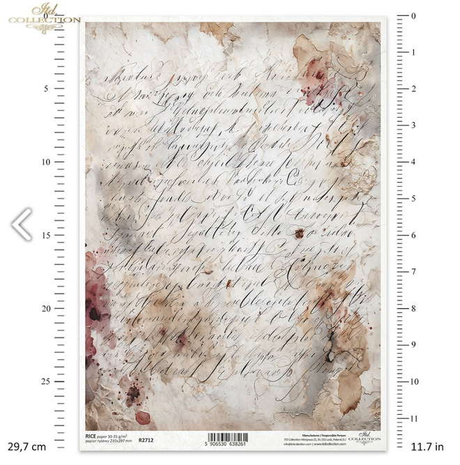 ITD  A4 Vintage Watercolor Script Rice Paper  R2712