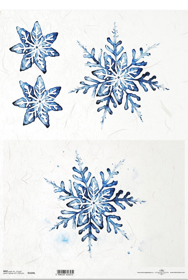 A3 ITD Big Snowflakes Decoupage Paper R1324L