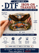 Land of the Free Patriotic DTF Iron-On Transfer – Large Size