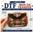 Land of the Free Patriotic DTF Iron-On Transfer – Large Size