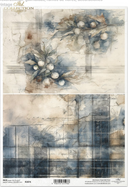 ITD  A4 Blue Plaid & Winter Berries Rice Paper  R2876