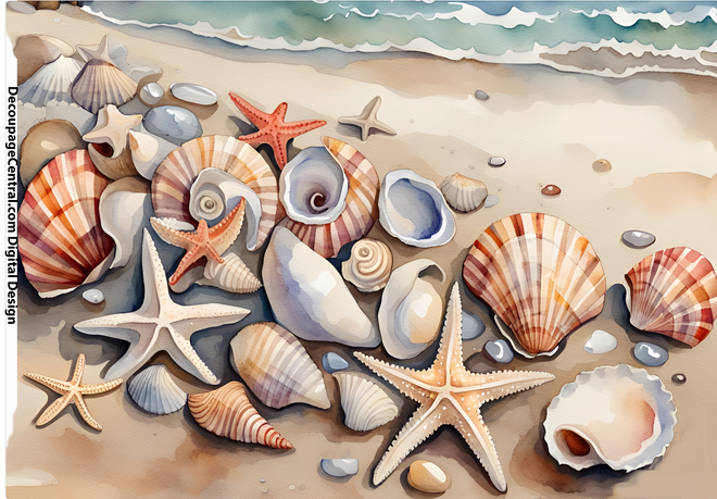 Beautiful Seashells on a Beach for your creating and crafting
