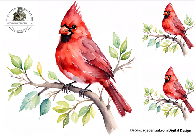 Beautiful red cardinal instant download for crafting