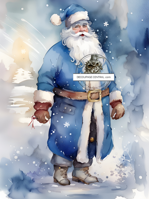 DIGITAL IMAGE:Blue Santa Instant Download