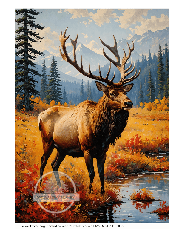 A3 Arizona Elk Rice Paper DC5036 - Decoupage Central
