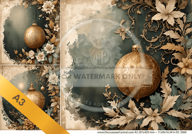 A3 Bronze Ornament Rice Paper DC5060 - Decoupage Central
