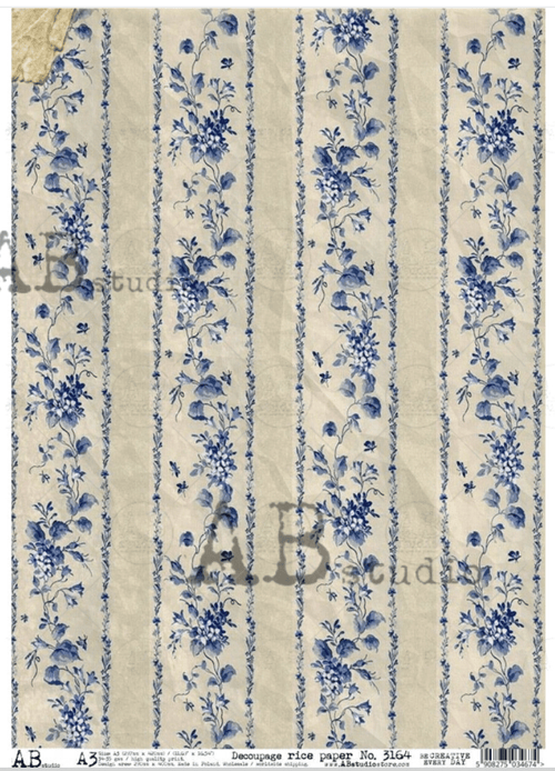 A3 Delft Blue Stripes AB Studios 3164 - Decoupage Central