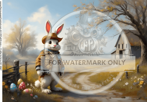 A3 Farm Bunny Rice Paper DC5067 - Decoupage Central
