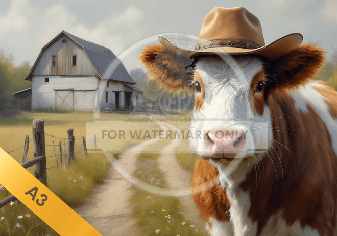 A3 Farmer Cow Rice Paper DC5068 - Decoupage Central