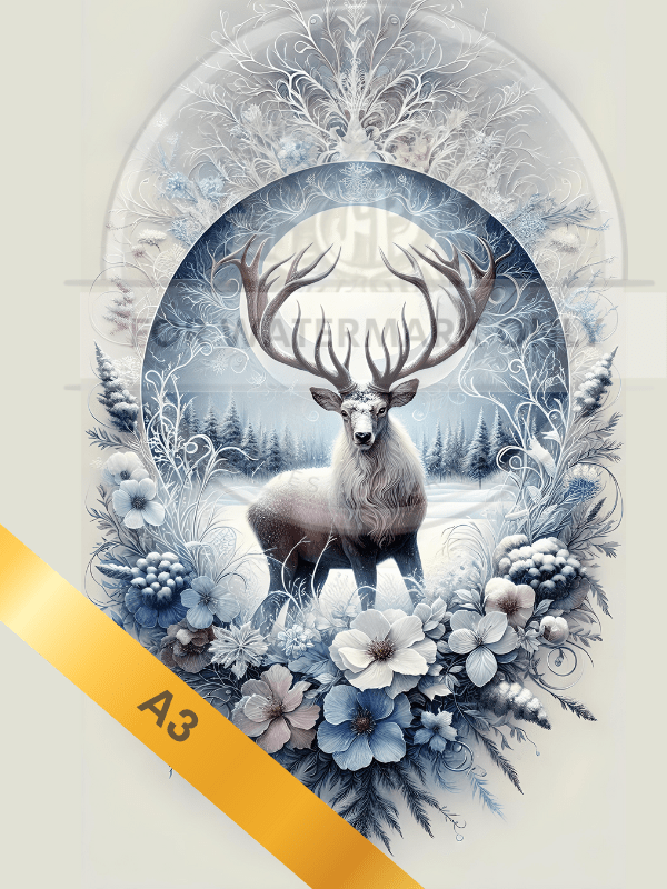 A3 Grand Winter Stag Rice Paper DC5055 - Decoupage Central