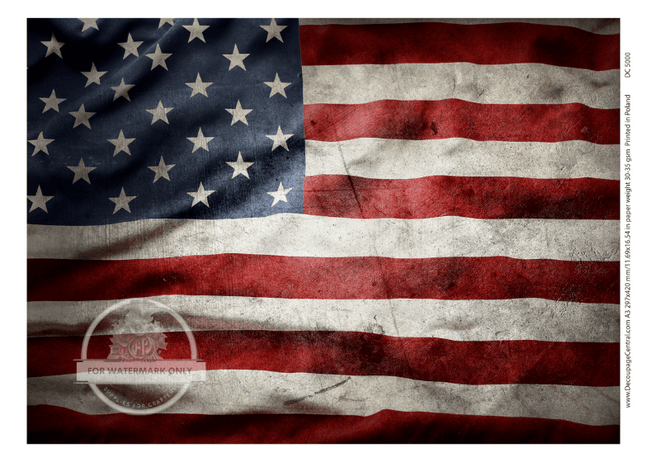 A3 Grunge American Flag Rice Paper DC5000 - Decoupage Central
