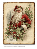 A3 Holly Jolly Santa Rice Paper DC5025 - Decoupage Central