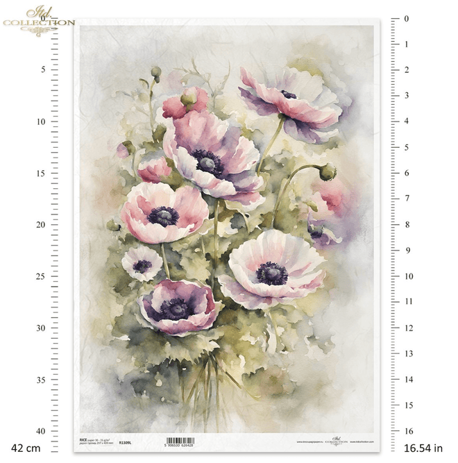 A3 ITD Anemone Decoupage Paper R1309L - Decoupage Central