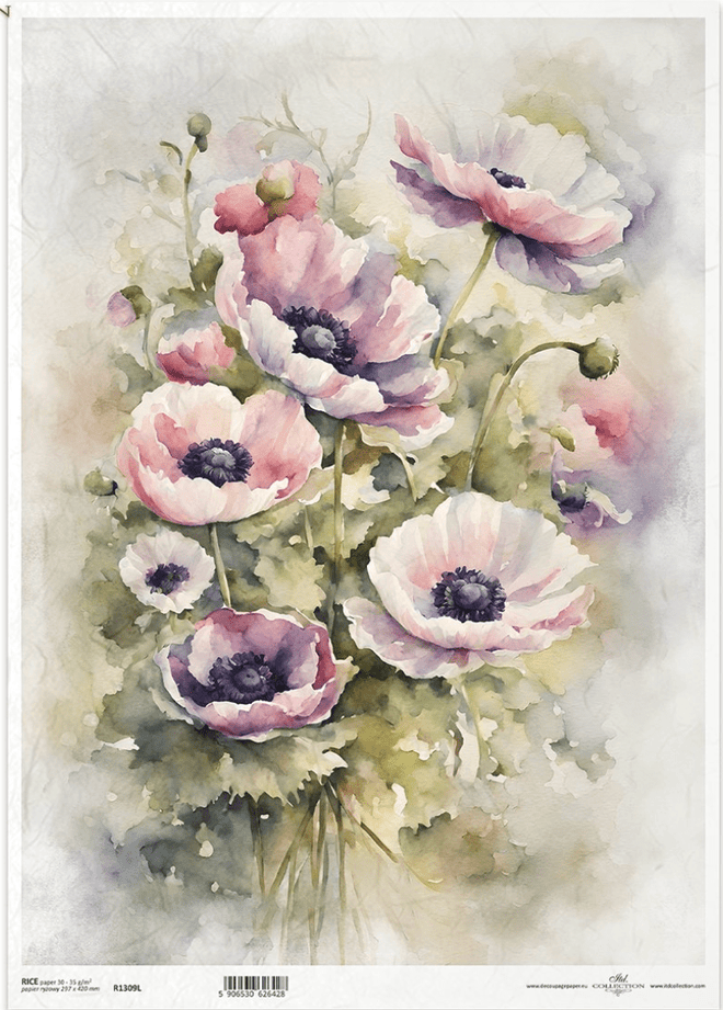 A3 ITD Anemone Decoupage Paper R1309L - Decoupage Central