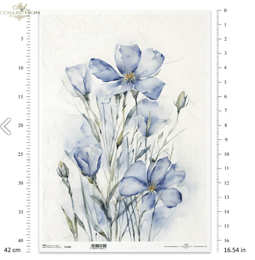 A3 ITD Blue FlaxDecoupage Paper R1308L - Decoupage Central