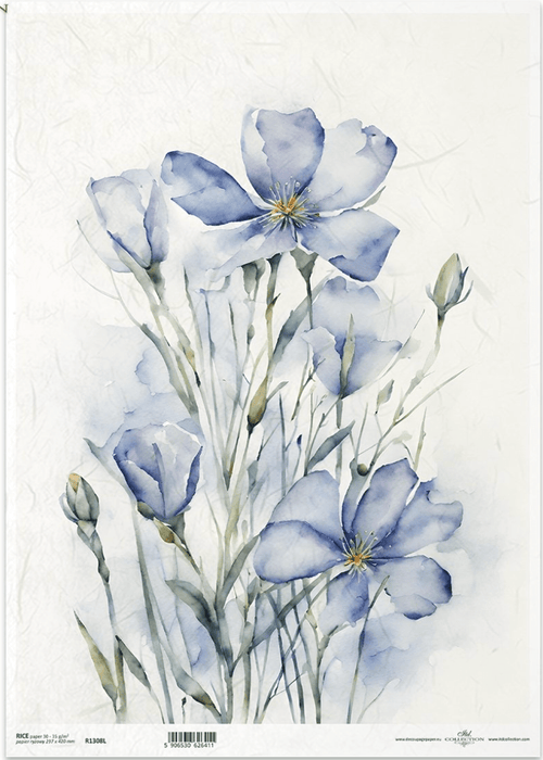 A3 ITD Blue FlaxDecoupage Paper R1308L - Decoupage Central