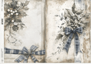 A3 ITD Blue Ribbon Holly & Mistletoe Decoupage Paper R1514L - Decoupage Central