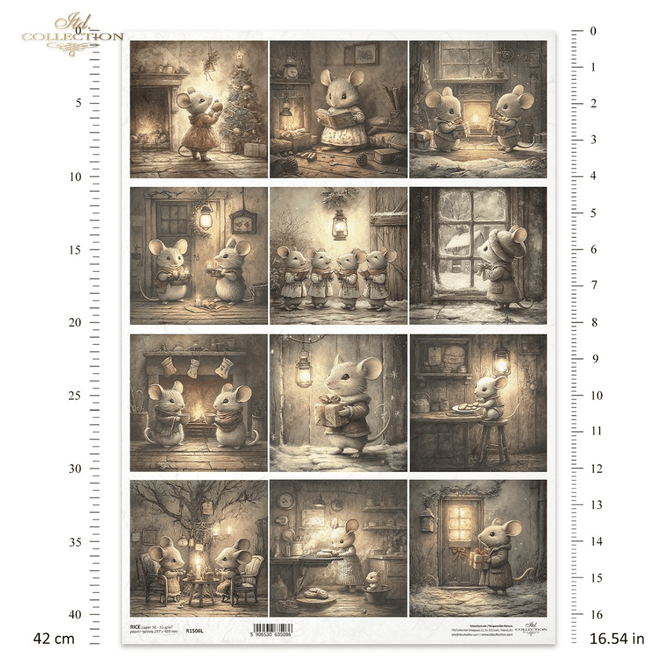 A3 ITD Christmas Mouse Collection Decoupage Paper R1506L - Decoupage Central
