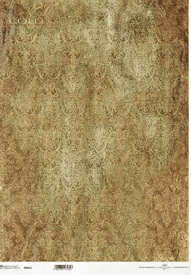 A3 ITD Gold Vintage Tapestry Background Decoupage Paper R0941L - Decoupage Central