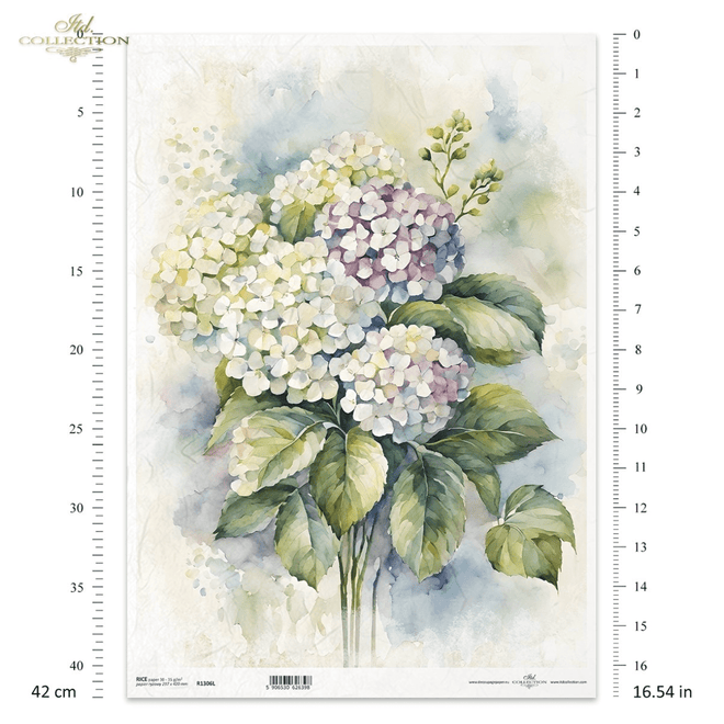 A3 ITD Hydrangea Decoupage Paper R1306L - Decoupage Central