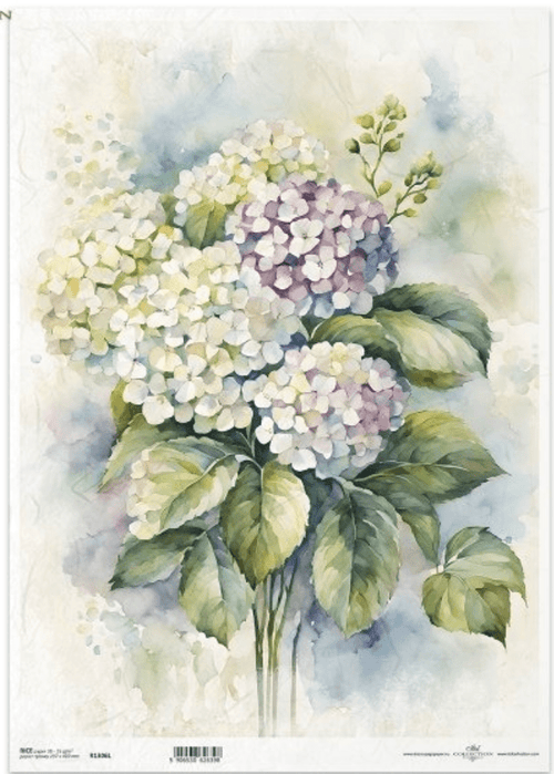 A3 ITD Hydrangea Decoupage Paper R1306L - Decoupage Central