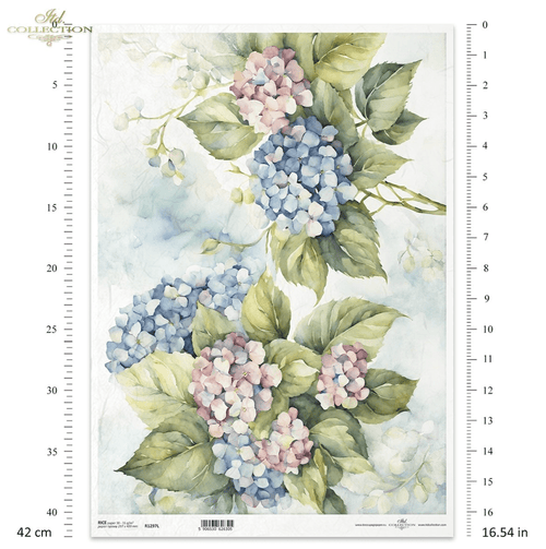 A3 ITD Hydrangea Duo Decoupage Paper R1297L - Decoupage Central
