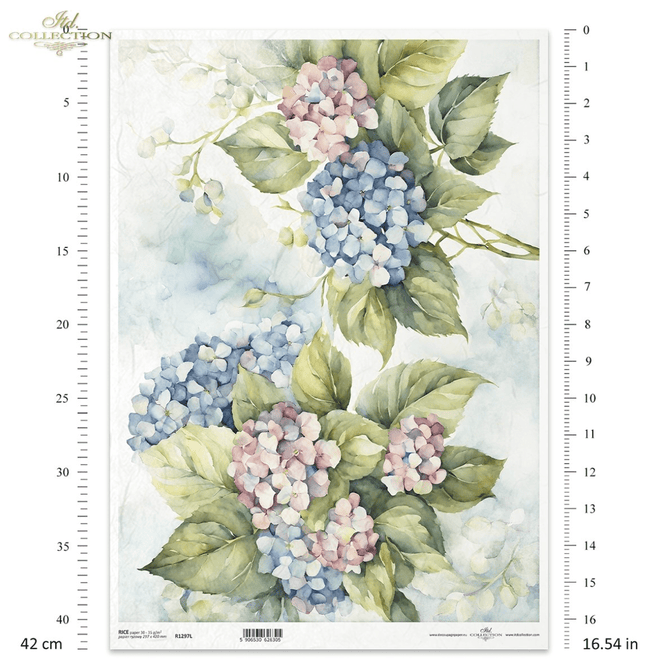 A3 ITD Hydrangea Duo Decoupage Paper R1297L - Decoupage Central