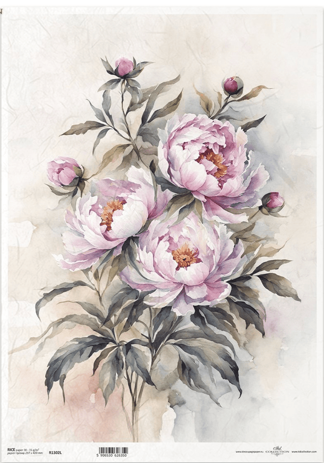 A3 ITD Large Pink Flower Decoupage Paper R1302L - Decoupage Central
