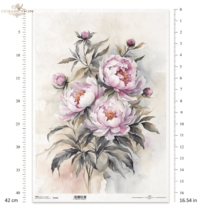 A3 ITD Large Pink Flower Decoupage Paper R1302L - Decoupage Central
