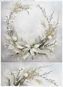 A3 ITD Poinsettia White Wreath Decoupage Paper R1171L - Decoupage Central