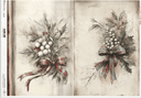 A3 ITD RED Ribbon Holly & Mistletoe Decoupage Paper R1513L - Decoupage Central
