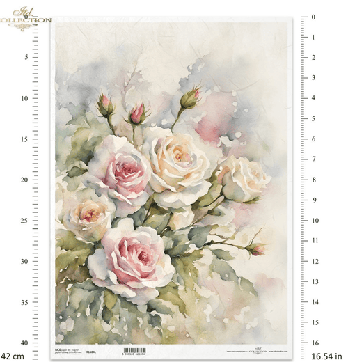 A3 ITD Rose Decoupage Paper R1304L - Decoupage Central